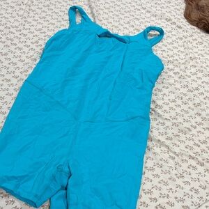 Blue Sleeveless Workout Romper